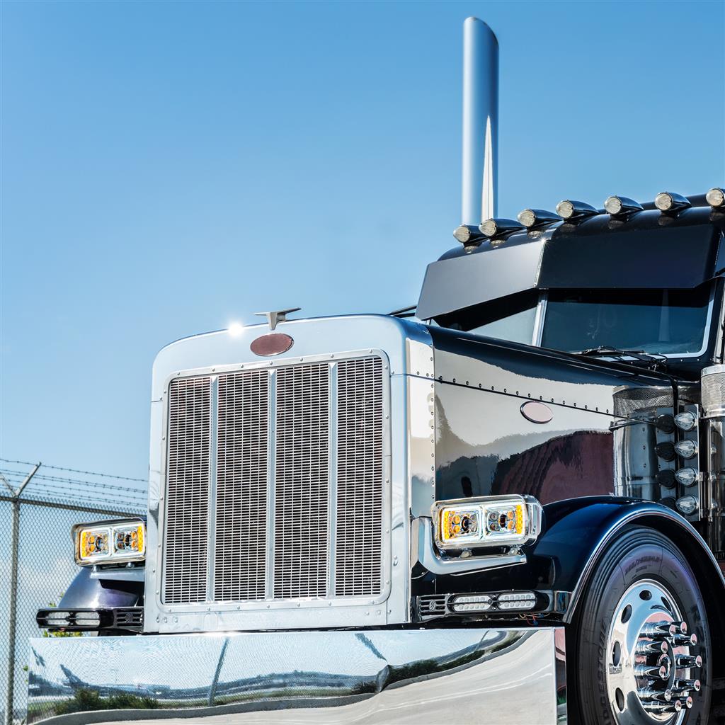 10 High Power LED "Chrome" Projection Headlight Assembly With Mounting Arm - Driver Side