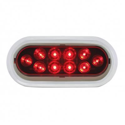 10 LED Oval Stop Turn & Tail Light w/ Bezel - Red LED/Red Lens