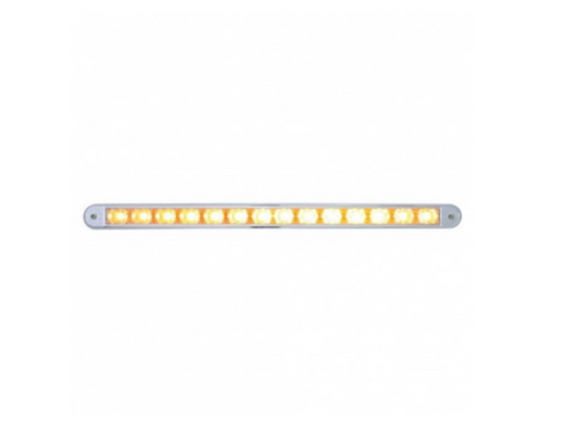 14 LED 12" AUXILIARY WARNING LIGHT BAR w/ BEZEL - AMBER LED/CLEAR LENS