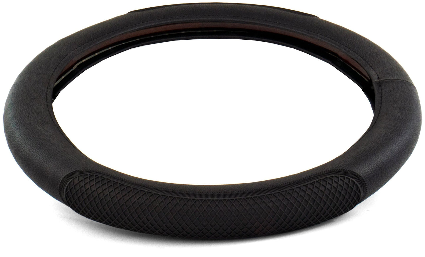 18″ RUBBER DIAMOND ANTI-SLIP STEERING WHEEL COVER – BLACK