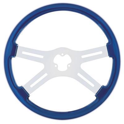 Wood Blue Steering Wheel 18 4 Spoke Us09-18701 Steering Wheels