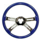 18" Wood Steering Wheel - 4 Spoke Classic. Blue