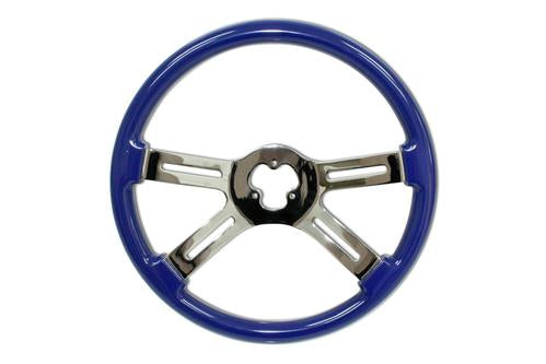 18" Wood Steering Wheel - 4 Spoke Classic. Blue