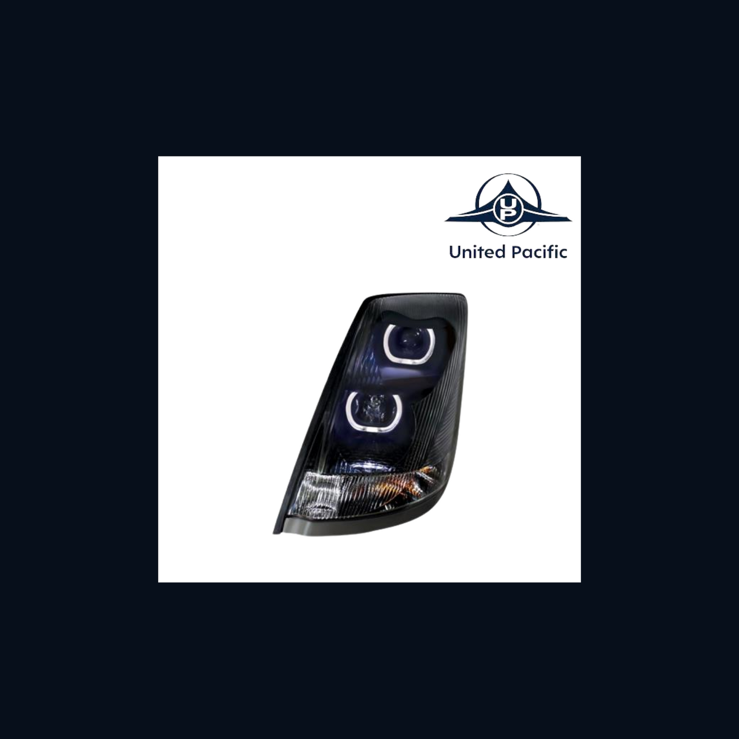 2004+ Volvo VN/VNL "Blackout" Projection Headlight w/ White LED Light Bar Driver