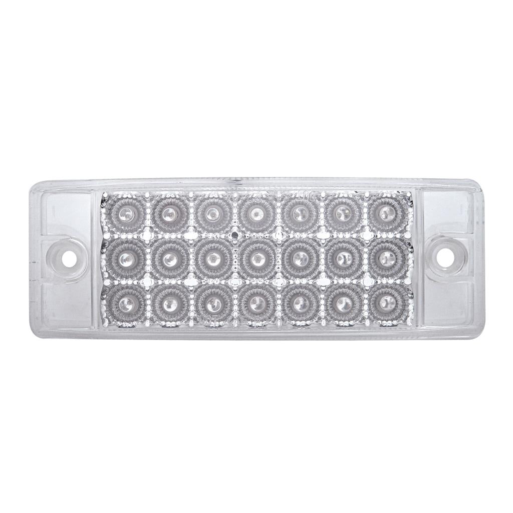 21 LED Rectangular Clearance/Marker Light - Red LED/Clear Lens