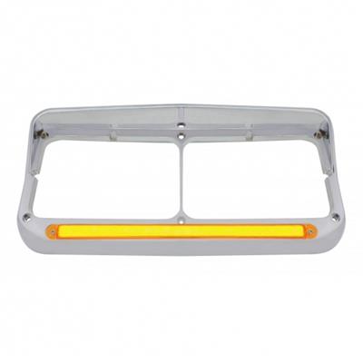 24 LED Rectangular Dual Headlight Bezel W/Visor & GloLight - Amber