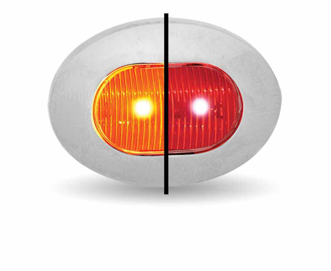 3/4″ Amber Marker to Red Auxiliary Oval LED Light – 2 Diodes