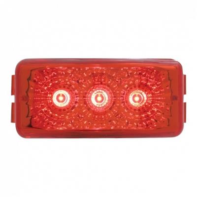 3 Red Led Small Rectangular Reflector Clearance/Marker Light - Red Lens