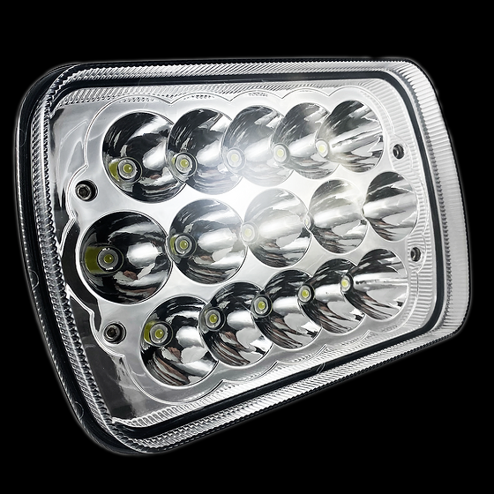 5" x 7" LED Headlight. High & Low Bean. High: 2,700 Lumens. Low: 1,800.