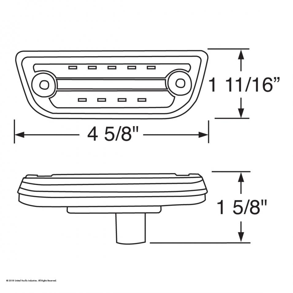 9 LED Peterbilt 579 & Kenworth T680 T770 T880 Rectangular Cab Light - Amber LED / Amber Lens Lighting & Accessories