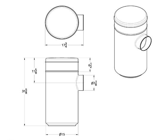 Air Cleaner Housing 13" Stainless Steel For Peterbilt/Kenworth