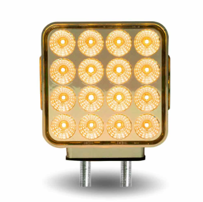 Amber/Red Turn & Marker Square Reflector Double Face LED Light – Double Post | 38 Diodes | Clear Lens