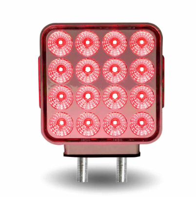 Amber/Red Turn & Marker Square Reflector Double Face LED Light – Double Post | 38 Diodes | Clear Lens