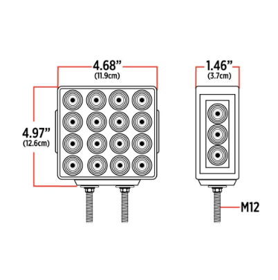 Amber/Red Turn & Marker Square Reflector Double Face LED Light – Double Post | 38 Diodes | Clear Lens
