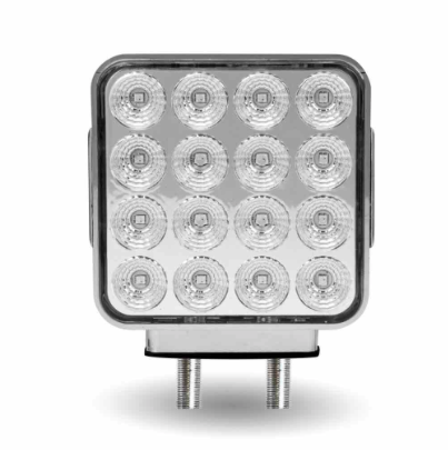 Amber/Red Turn & Marker to Purple Auxiliary Square Reflector Double Face LED Light – Double Post | 38 Diodes | Clear Lens