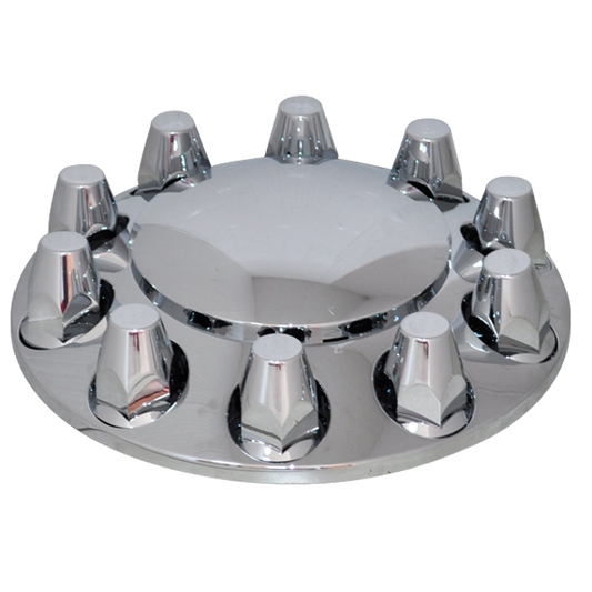 Axle Wheel Cover Front Round With Flat Threaded Nut Covers For Rim 20/22.5/24.5 In ABS Chrome (310-101-P)