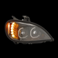 Black LED Headlight Projection With LED Bar Fits Freightliner Columbia