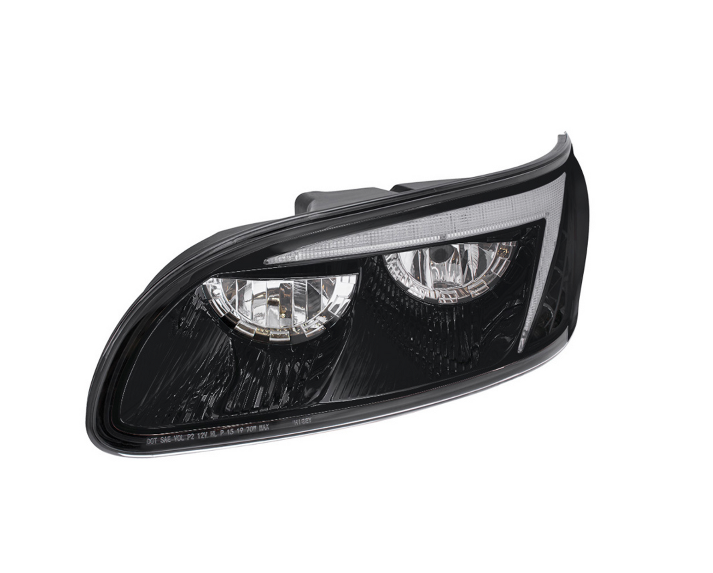 BLACK LED HEADLIGHT WITH COLOR CHANGING POSITION LIGHT BAR FOR PETERBILT 386 (2005-2015) & 387 (1999-2010) / 335 - DRIVER (OFF ROAD USE ONLY)