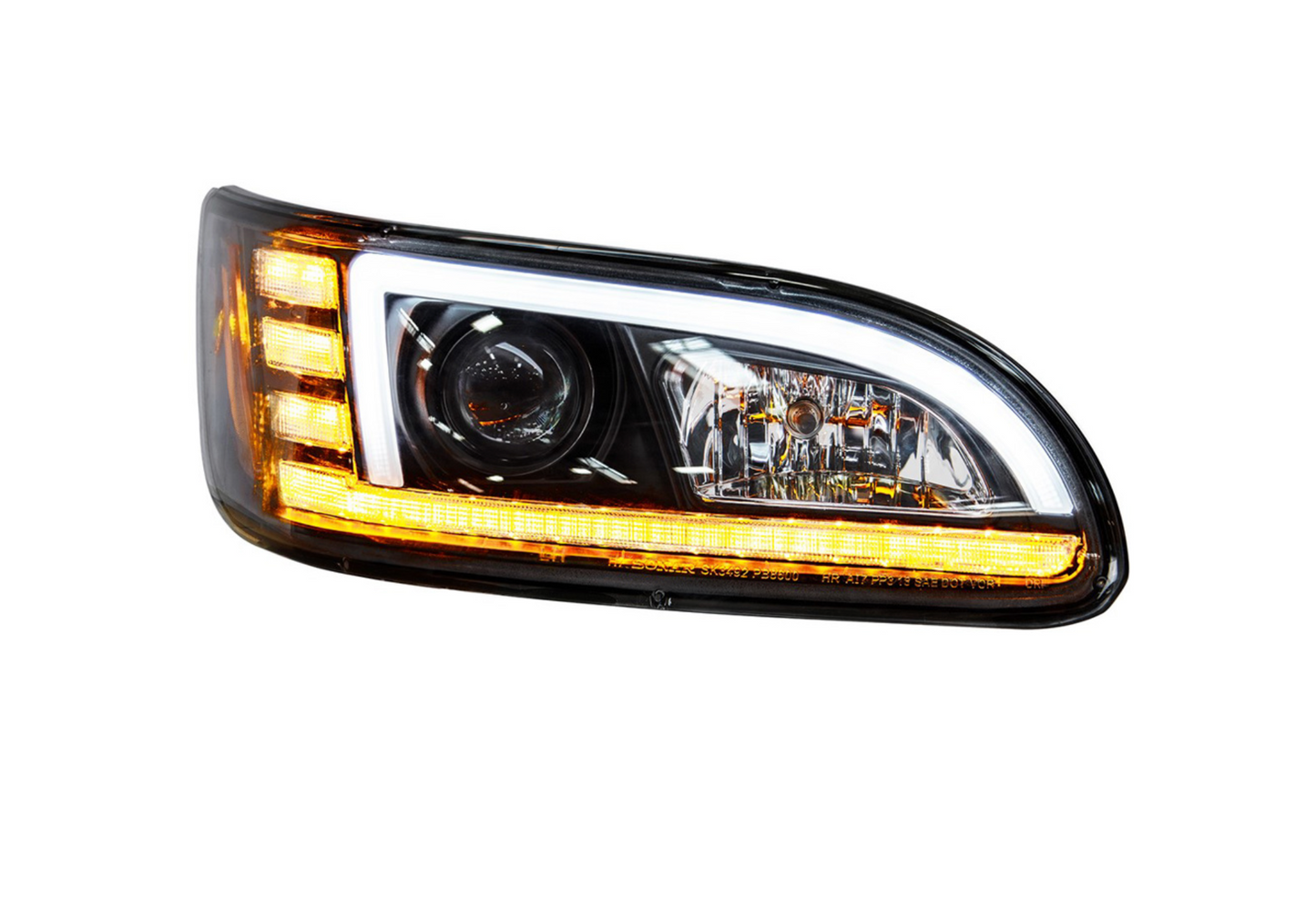 BLACK PROJECTION HEADLIGHT WITH LED SEQUENTIAL TURN & DRL FOR 2005-2015 PETERBILT 386 /335 (2005 - 2010) - PASSENGER