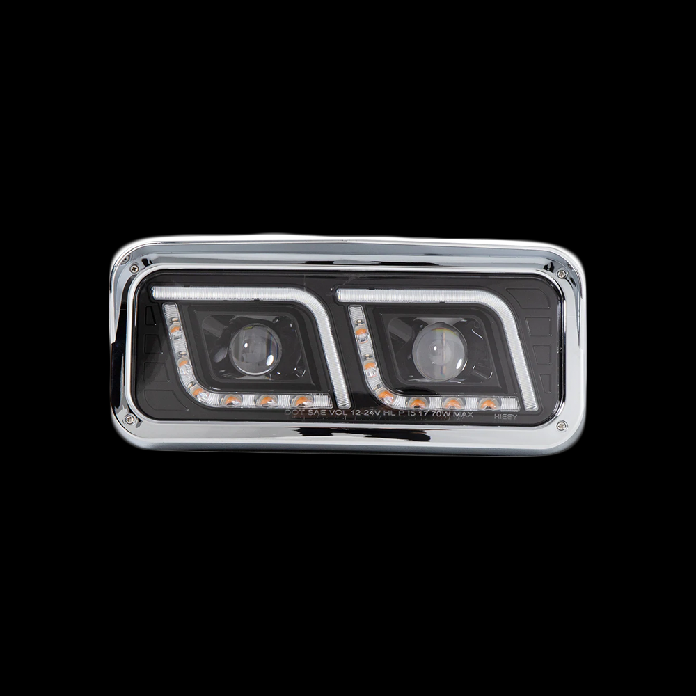 Black Projector Headlight fits Freightliner Classic, Peterbilt, Kenworth, and Western Star 4900 - Driver Side