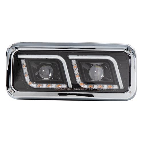 Black Projector Headlight fits Freightliner Classic, Peterbilt, Kenworth, and Western Star 4900 - Driver Side