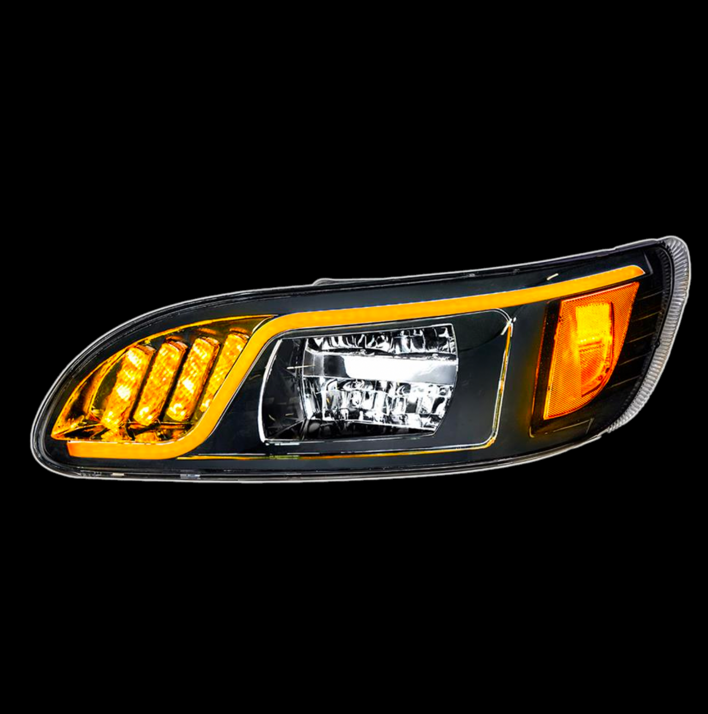 Blackout High Power LED Headlight W/ LED Turn, Position, & DRL For 2005-2015 Peterbilt 386 & 1999-2010 387 / 335 (2005 - 2010)