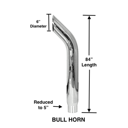 Bull Horn Cut Exhaust 6" I.D X 84" L Reduced To 5" And Expanded (Fits Over) Top Stack