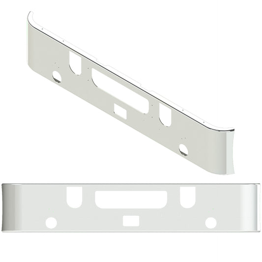 Bumper 17.5" Chrome Mack CH Series Set Forward Axle (2005+) w/ Tow, Vent, Step & Fog Light Holes.