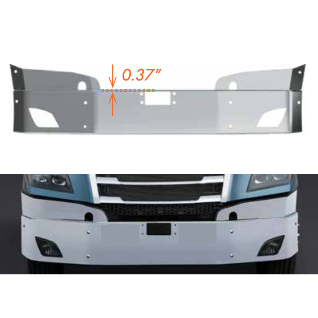 Bumper 18" Chrome Freightliner Cascadia Evolution (2017+) 3 Piece. Fog light & Radar Holes.