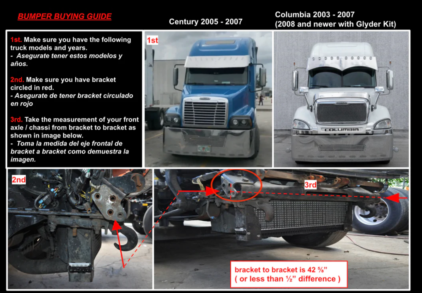 Bumper 18” Chrome Freightliner Century (2005-2007)/Columbia (2003-2007) w/ Tow, Fog & 11 Hidden Light Holes