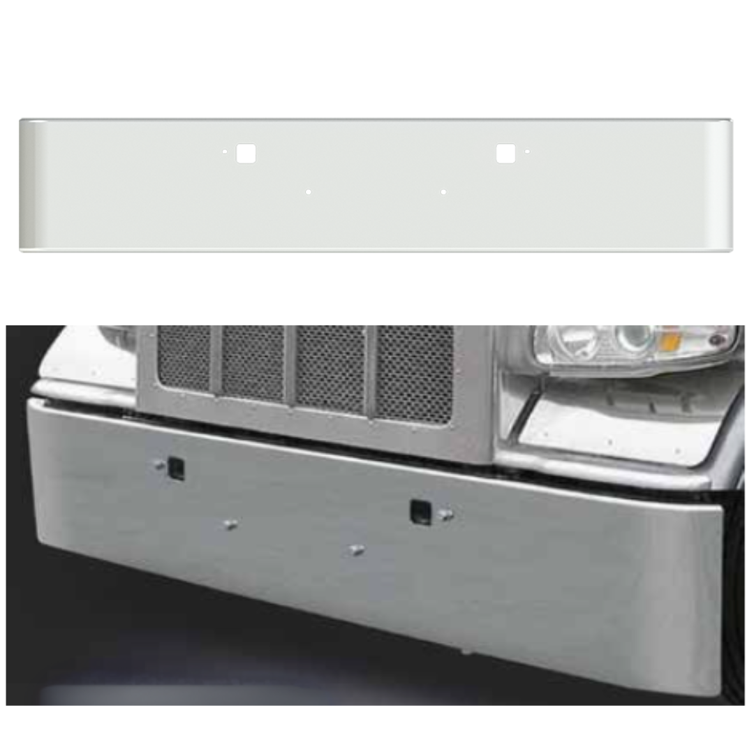 Bumper 18" Chrome Kenworth W990 (2018 +) & Peterbilt 388-389 (2007+) w/ Tow Holes.