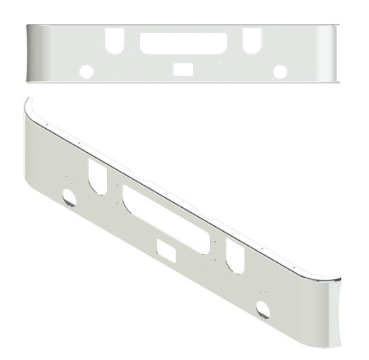 Bumper 18" Chrome Mack CH Series Set Forward Axle (2005+) w/ Tow, Step & Fog Light Holes.