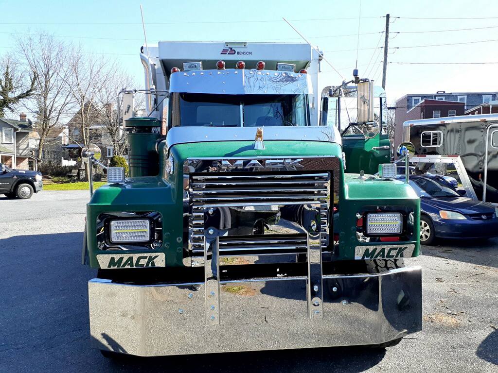 Bumper 18" Chrome Mack RD688, RD690 Years (1993-2003). Plain w/ Grille Guard Holes.