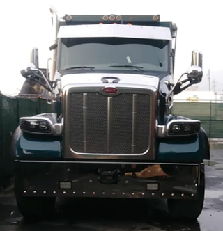 Bumper 18" Peterbilt 365/367/388/389 /567 (2007+) & Kenworth W990 (2018+) Square Hand Roll End w/ Fog & 18 Button Light Holes and Tow Pin Holes.