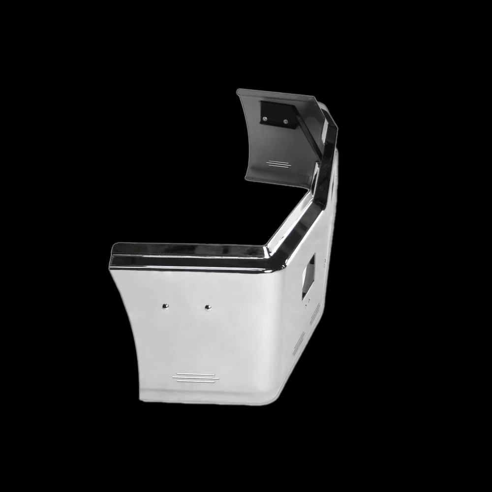 Bumper 20” Freightliner FLD 120/ FLD112 Chrome fits all years. Aerodyamic, Wrap around, rectangular fog light, center tow and 11 hidden light holes