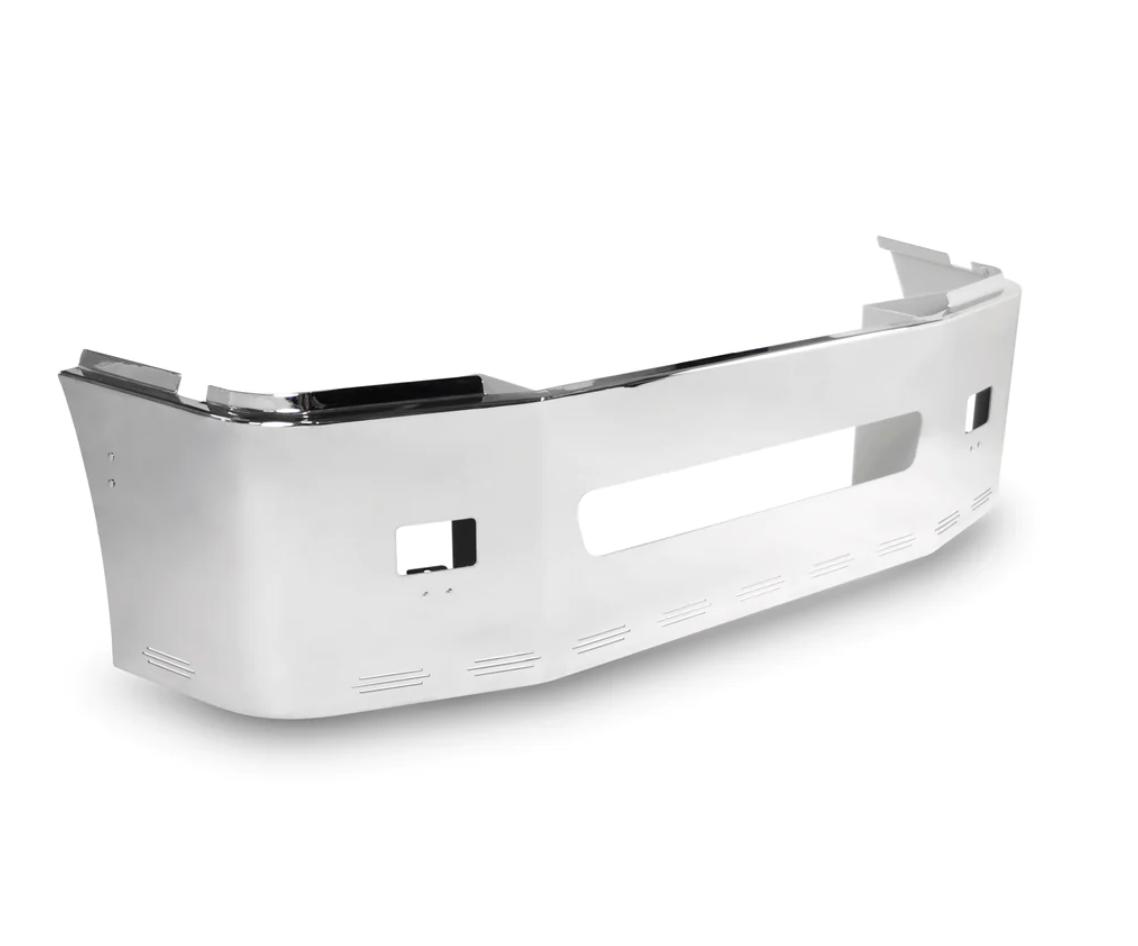 Bumper 22" Chrome Freightliner Century (2005-2007) Columbia (2003-2007) w/ Tow, Rectangular Fog & 11 Hidden Light Holes