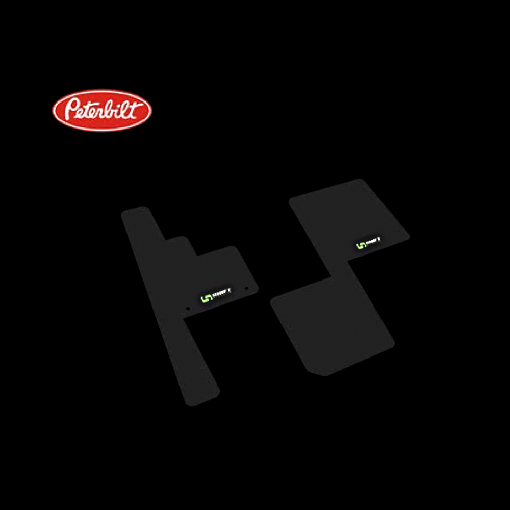 Carpet Floor Mats (Peterbilt 379,389) 2006+ Cab 2 piece black w/shift logo (Without center console)