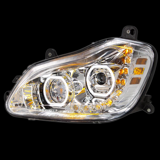 Chrome 10 LED Headlight for (2013-2021) Kenworth T680 - Driver Side