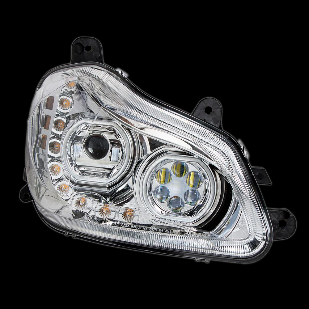 Chrome 10 LED Headlight for (2013-2021) Kenworth T680 - Passenger Side