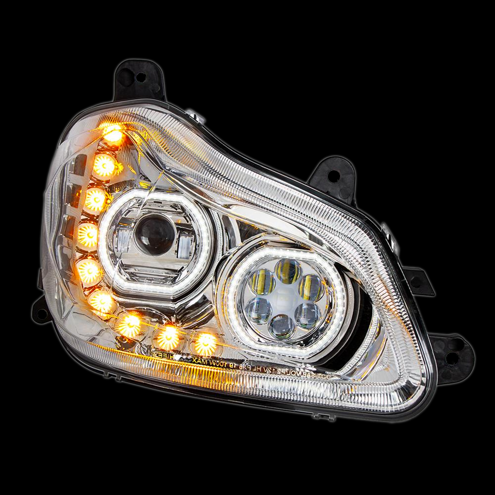 Chrome 10 LED Headlight for (2013-2021) Kenworth T680 - Passenger Side