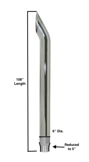 Chrome Aussie (Short 30) Top Stack 108" L x 6" I.D Reduced To 5"