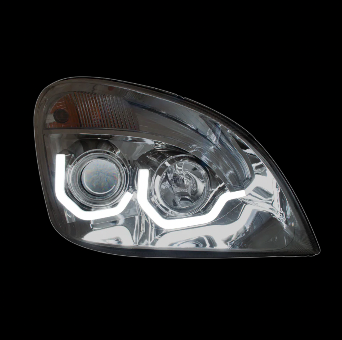 Chrome Cascadia Headlight With LED Bar