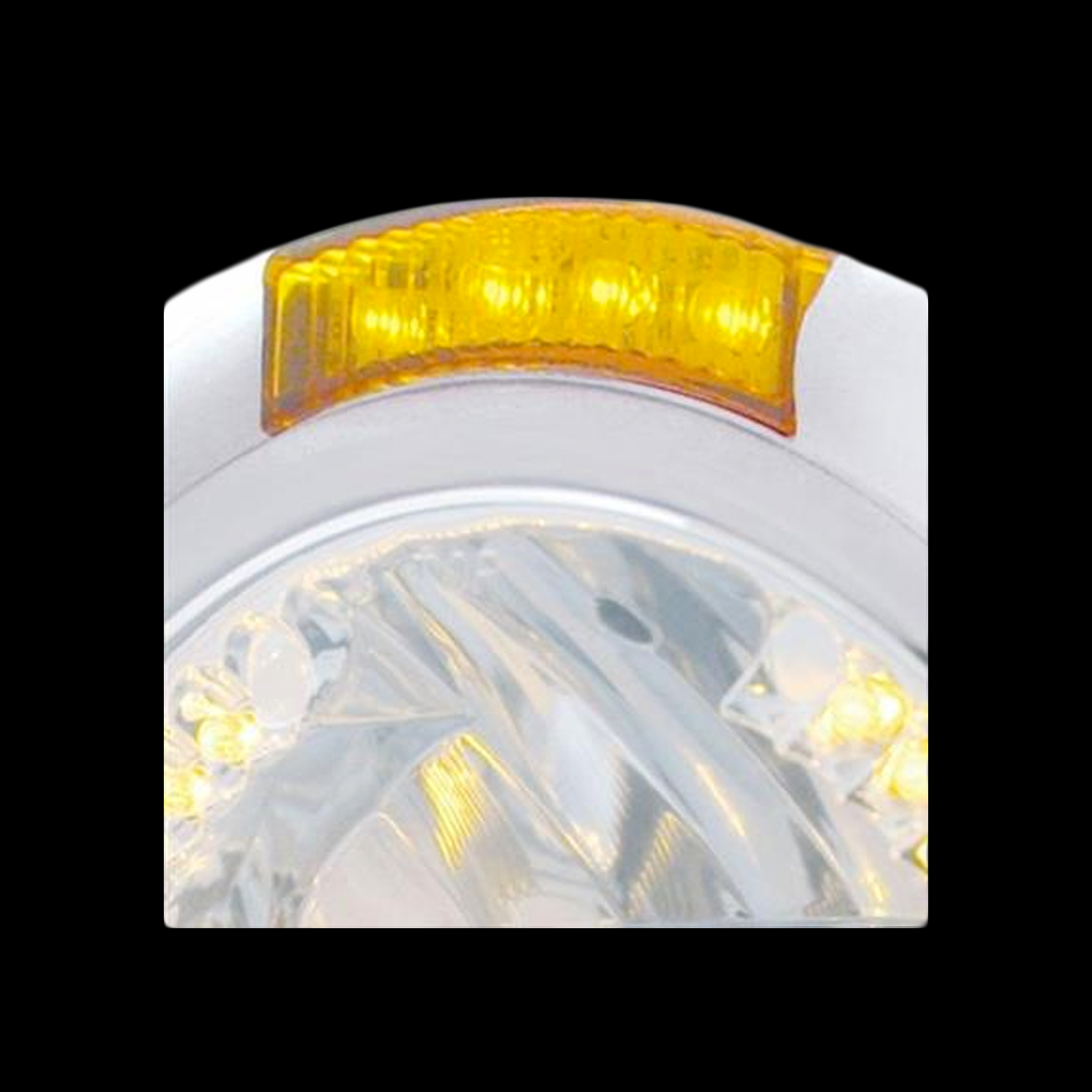 Chrome ''Classic'' Headlight H4 Bulb w/ 34 Amber LED & LED Turn Signal