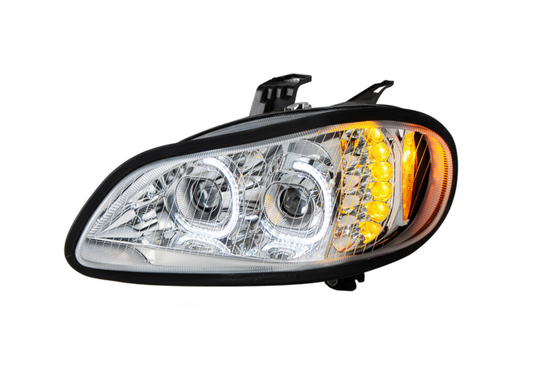 CHROME LED PROJECTION HEADLIGHT ASSEMBLY FOR 2003-2024 FREIGHTLINER M2- DRIVER