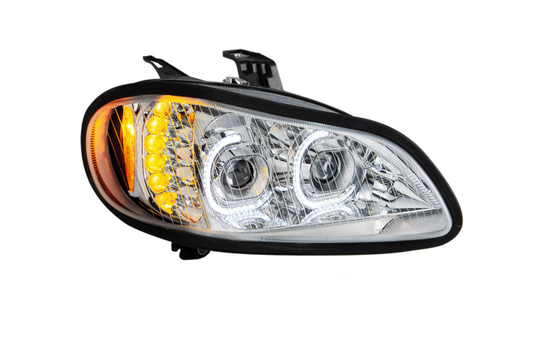 CHROME LED PROJECTION HEADLIGHT ASSEMBLY FOR 2003-2024 FREIGHTLINER M2- PASSENGER