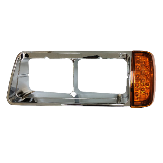 Chrome Left Side Bezel for main Headlamp Freightliner FLD with LED Directional (352-FLFLD-02-L)