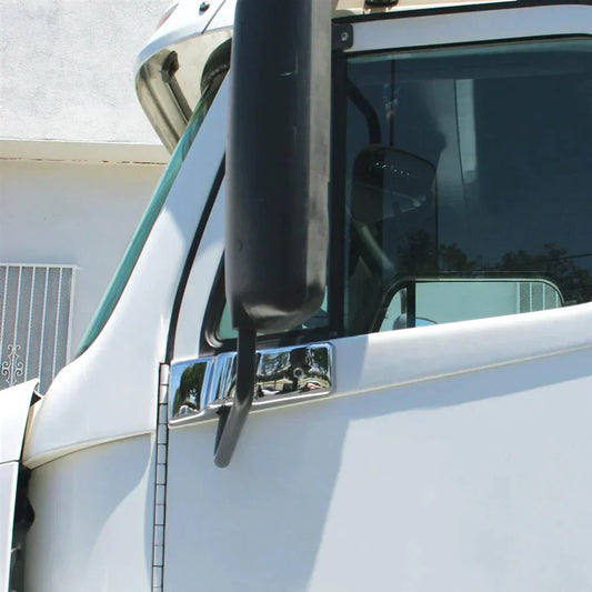 Chrome Plastic Bottom Mirror Post Covers For 1996-2010 Freightliner (Pair)