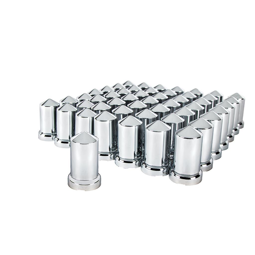 Chrome Plastic Pointed Nut Covers With Flange 33mm X 3-3/16" - Push-On