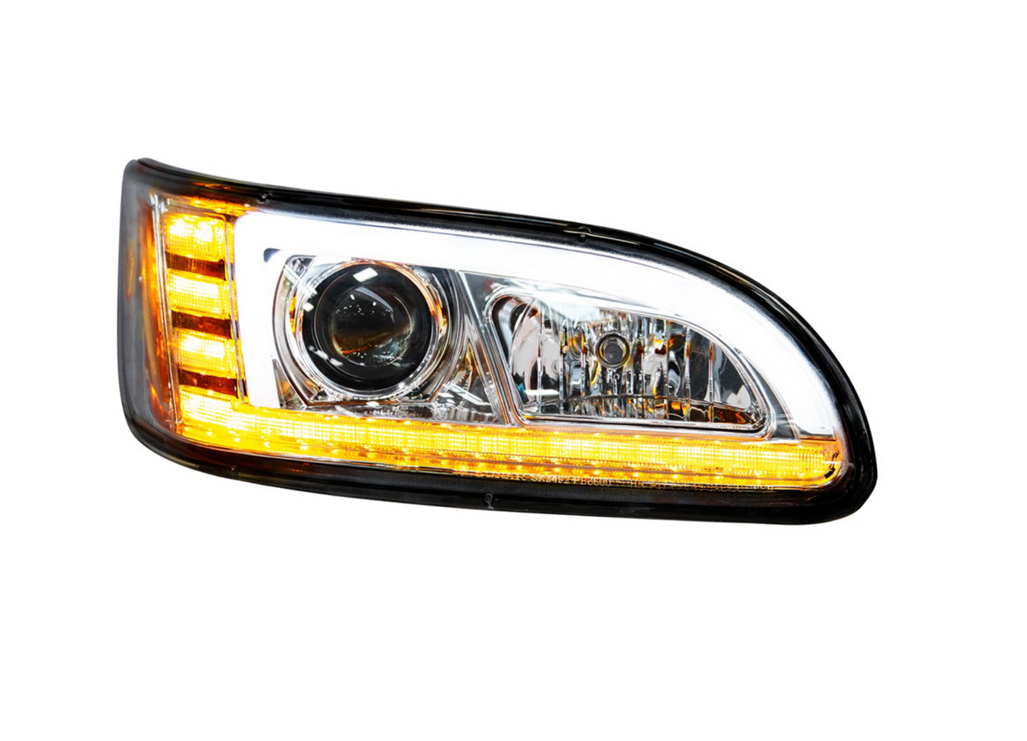 CHROME PROJECTION HEADLIGHT WITH LED SEQUENTIAL TURN & DRL FOR 2005-2015 PETERBILT 386 / 335 (2005-2010) - PASSENGER