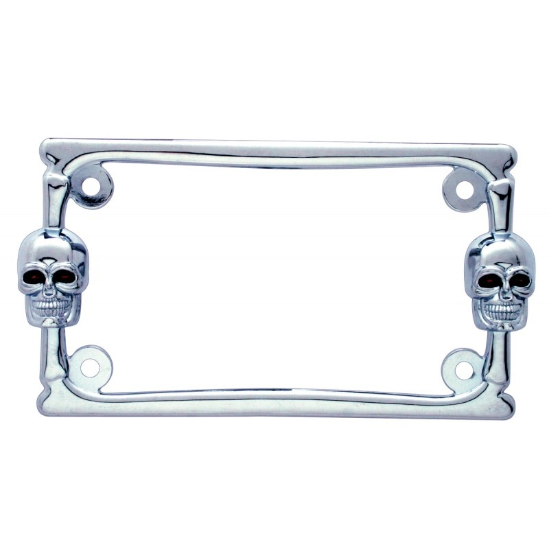 Chrome Designer Motorcycle License Frame - Skull - Cab Interior
